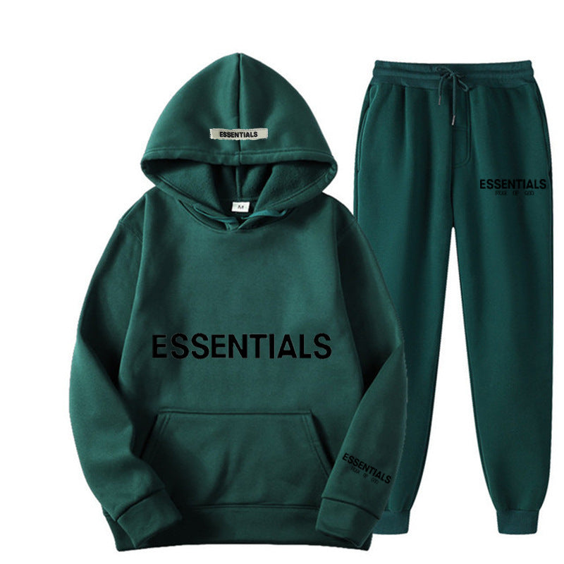 ESSENTIALS Couple Set Hoodies for Men and Women Double Line High Street Fashion Two-Piece Set