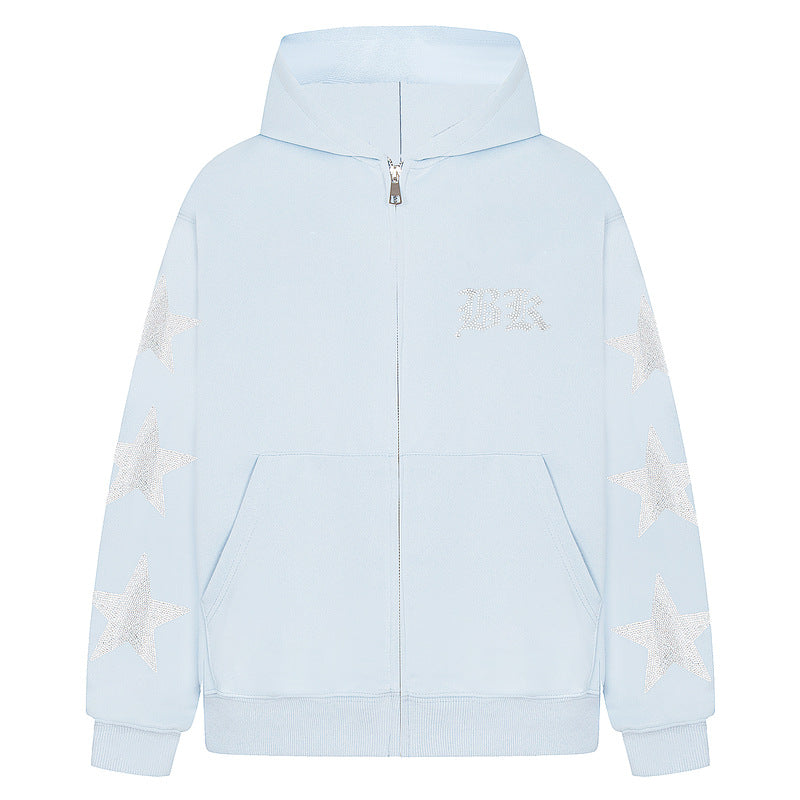 star sleeve zip Hoodie