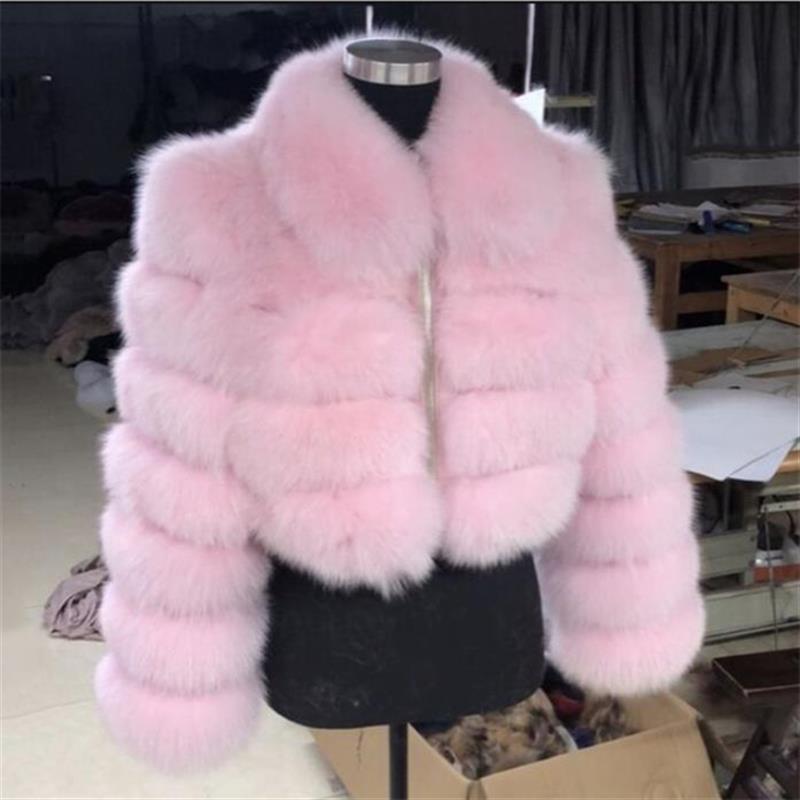 Abrigo de invierno de piel sintética para mujer