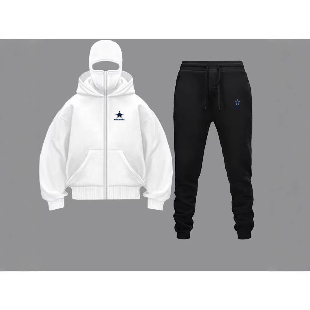 Unique Design Double Hooded Zip-Up Sweatshirt Set for Men and Women