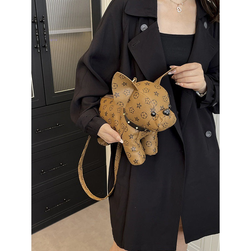 Women's Exquisite Cartoon French Bulldog Small Square Bag Artsy Crossbody Handbag