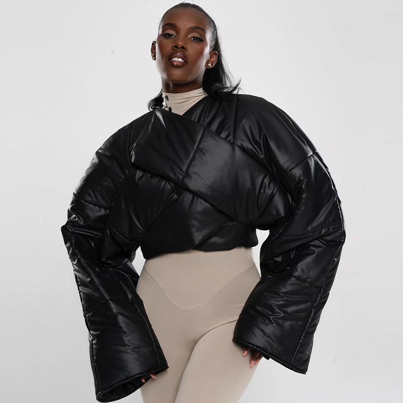 NB- Fashion Street Shooting Thickened Short Side Zipper Casual Jacket Women