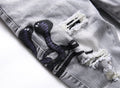 Mens Stretch Ripped Embroidered Jeans '' NO LA BAJE.