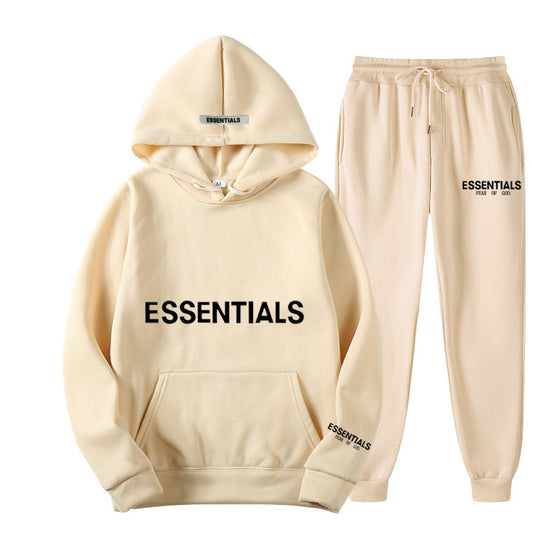 ESSENTIALS Couple Set Hoodies for Men and Women Double Line High Street Fashion Two-Piece Set