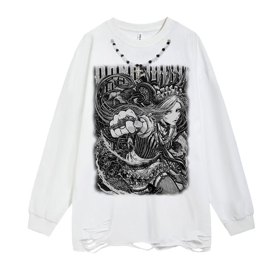 Sudadera holgada de manga larga para hombre
