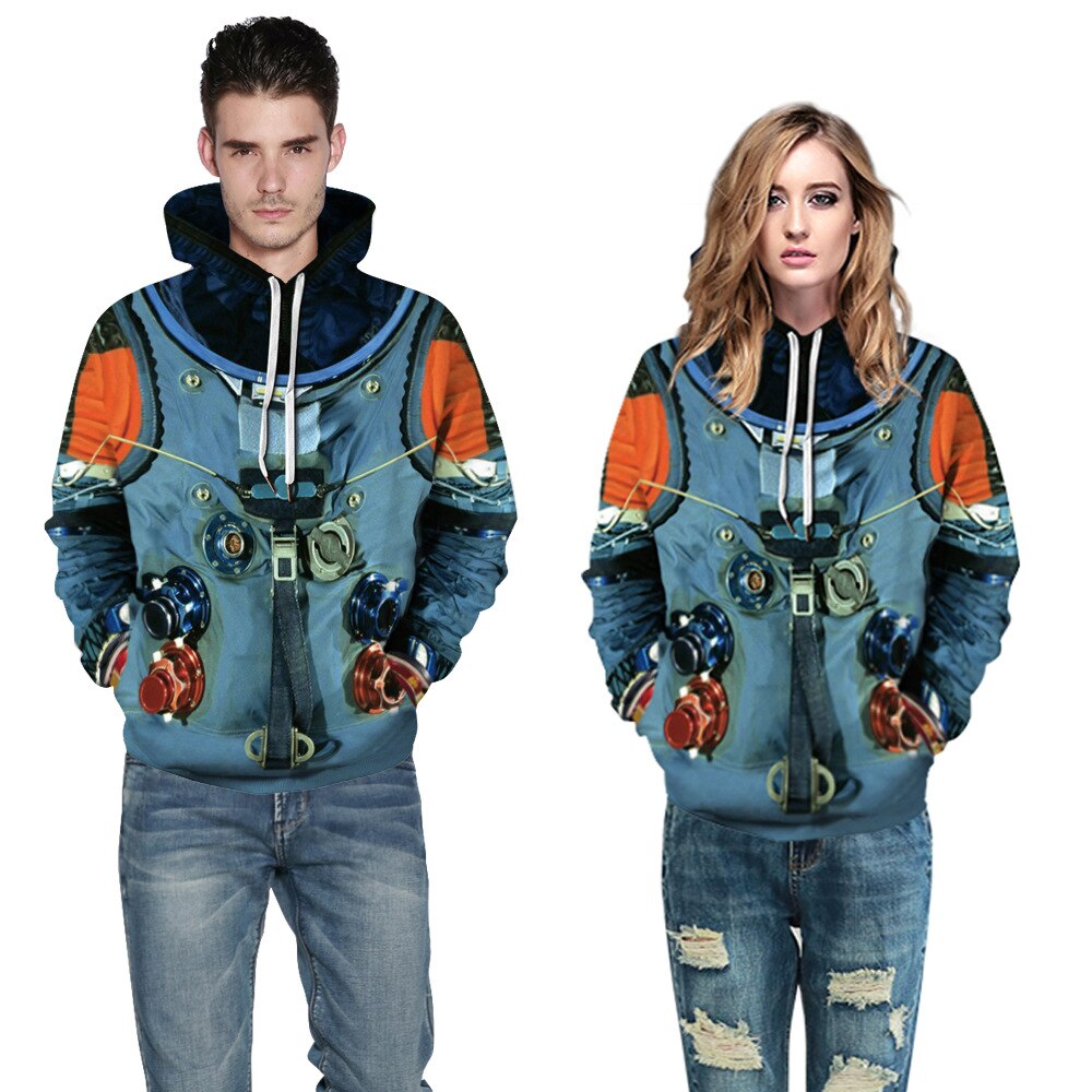 Man Winter Streetwear Hoodies Tops 3D Astronaut Space Suit Pullover Sweatshirt Terror