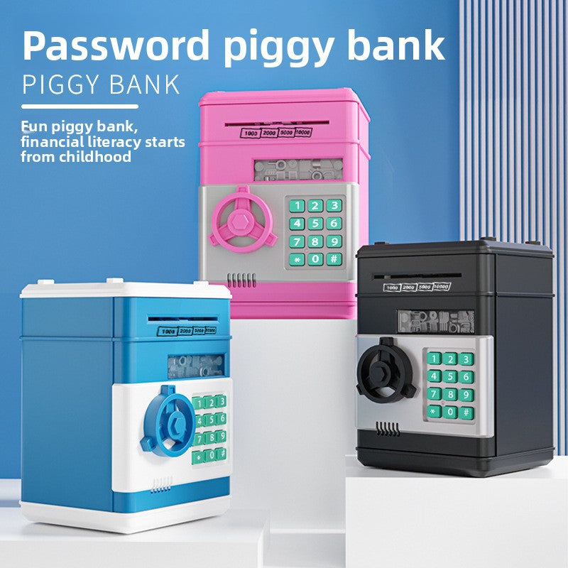 cartoon password box piggy bank ATM machine safe automatic roll money