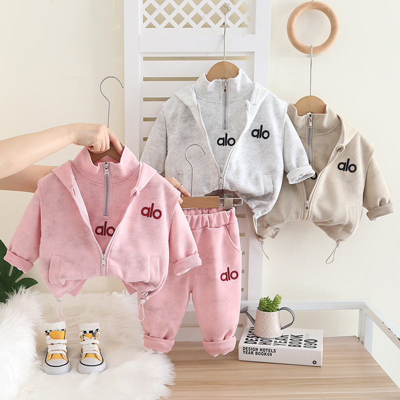 Hooded Vest Three-Piece Set Spring Unisex Kids Clothing Ages 0-4
