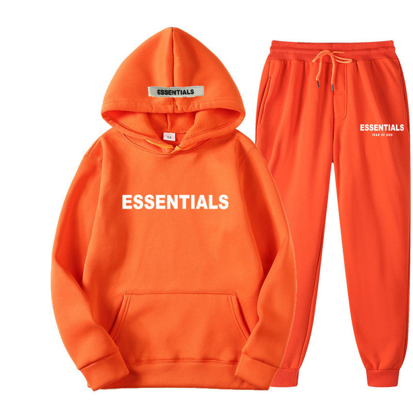 ESSENTIALS Couple Set Hoodies for Men and Women Double Line High Street Fashion Two-Piece Set