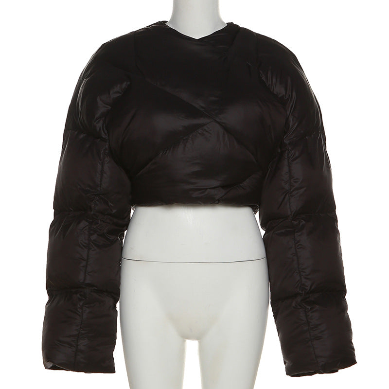NB- Fashion Street Shooting Thickened Short Side Zipper Casual Jacket Women