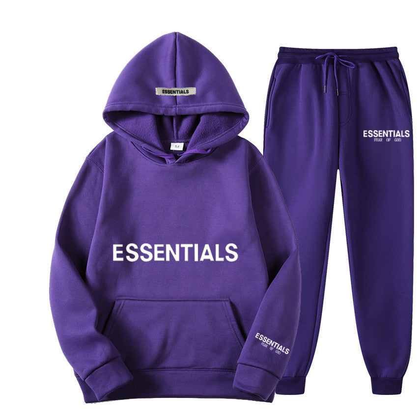 ESSENTIALS Couple Set Hoodies for Men and Women Double Line High Street Fashion Two-Piece Set