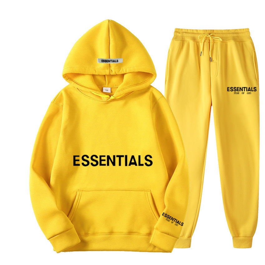 ESSENTIALS Couple Set Hoodies for Men and Women Double Line High Street Fashion Two-Piece Set