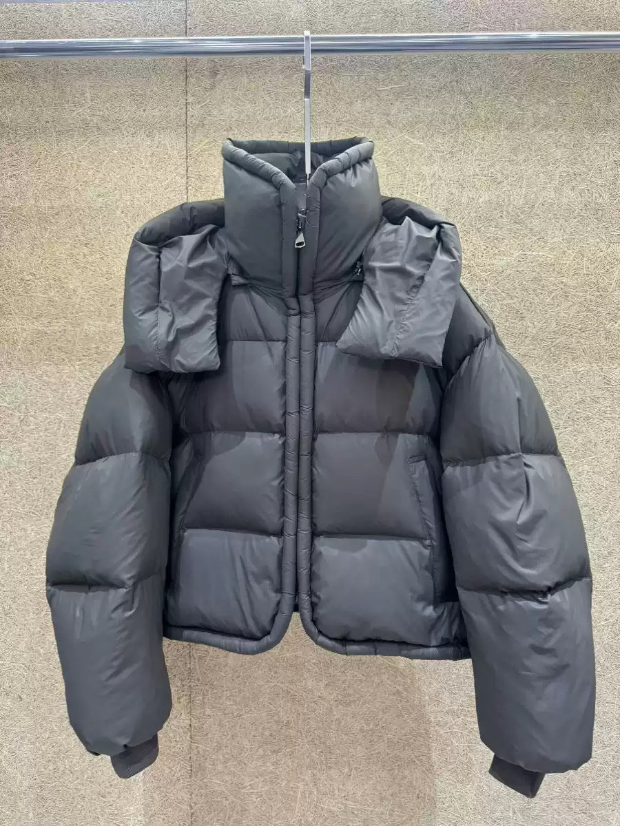 Fashionable Loose Color-blocked Winter Parka, Thickened Warm Cotton Coat