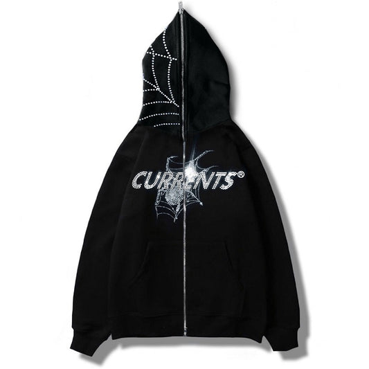 Y2K hot diamond hoodie cardigan street trendy NLB zippered jacket