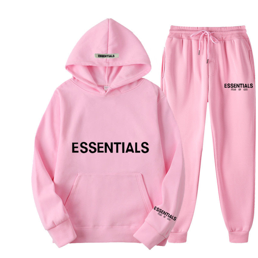 ESSENTIALS Couple Set Hoodies for Men and Women Double Line High Street Fashion Two-Piece Set