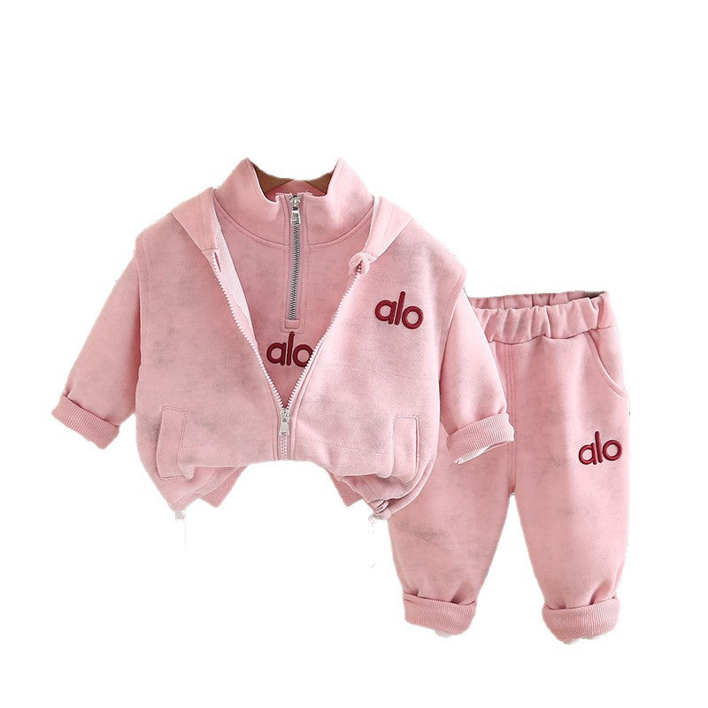 Hooded Vest Three-Piece Set Spring Unisex Kids Clothing Ages 0-4