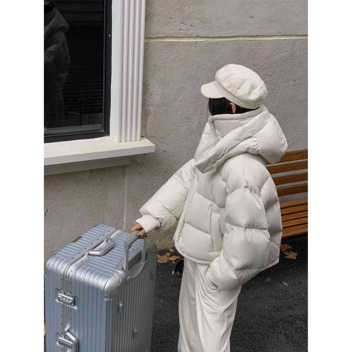 Fashionable Loose Color-blocked Winter Parka, Thickened Warm Cotton Coat