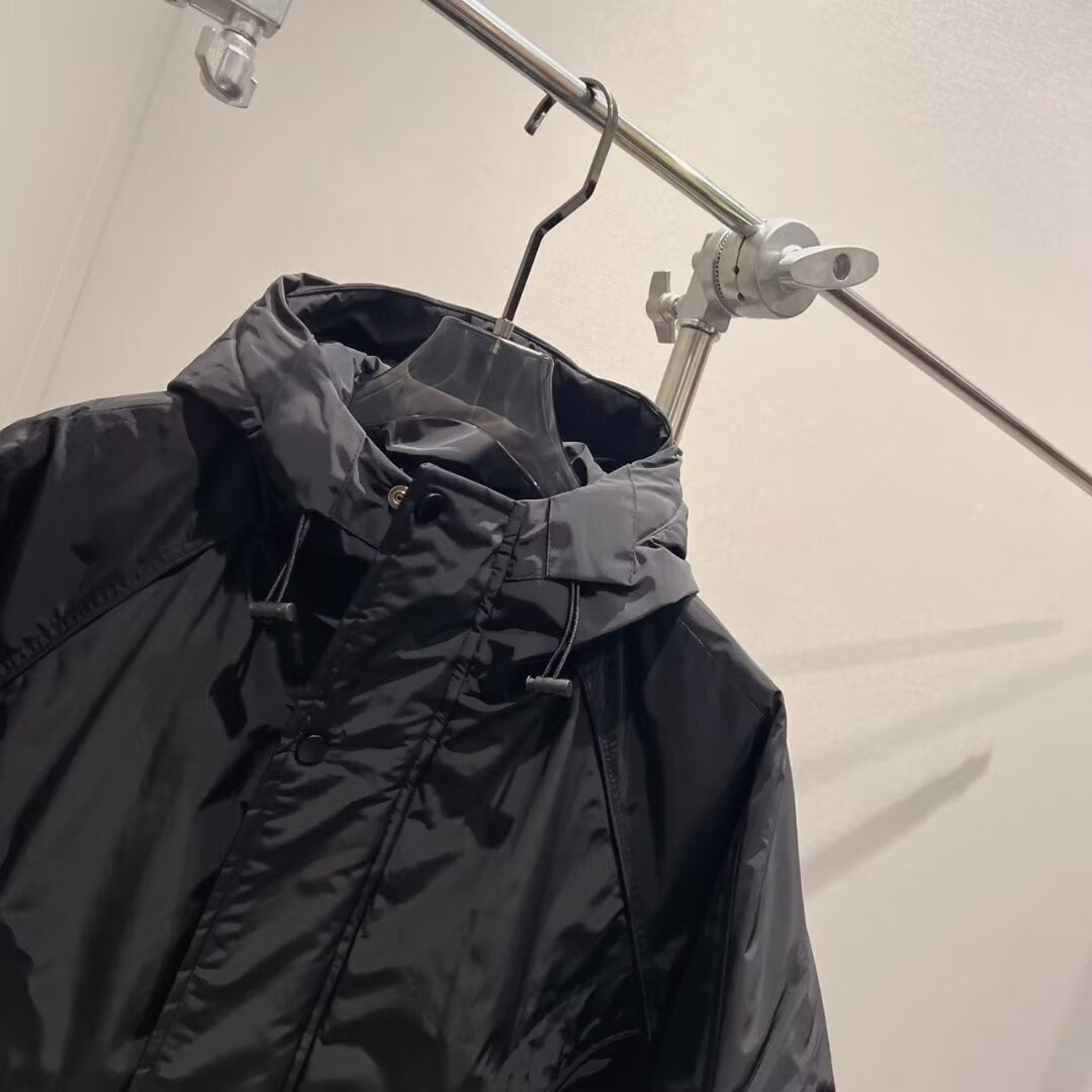Men's Workwear Solid Black Hooded Fit Jacket
