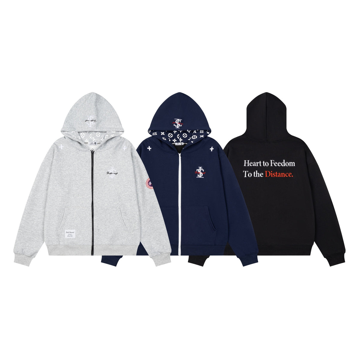 Zip-Up Hooded Sweatshirt Jacket Unisex Color-Block