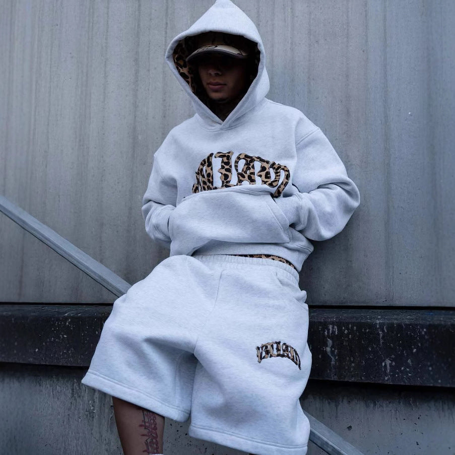 Leopard Print Casual Sports Unisex Hooded Sweatshirt