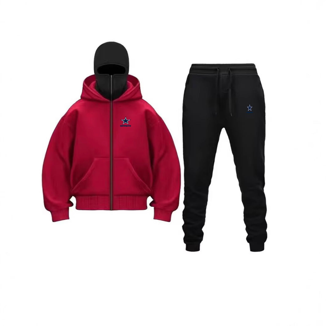 Unique Design Double Hooded Zip-Up Sweatshirt Set for Men and Women