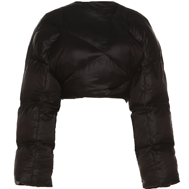 NB- Fashion Street Shooting Thickened Short Side Zipper Casual Jacket Women