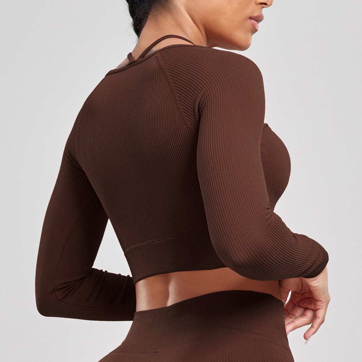 Sports Running Seamless Ribbed Long Sleeve Yoga Fitness Set