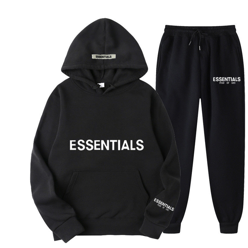 ESSENTIALS Couple Set Hoodies for Men and Women Double Line High Street Fashion Two-Piece Set