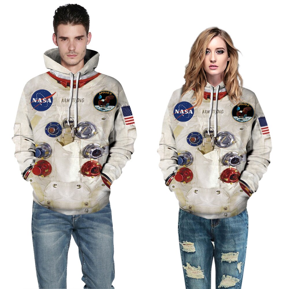 Man Winter Streetwear Hoodies Tops 3D Astronaut Space Suit Pullover Sweatshirt Terror