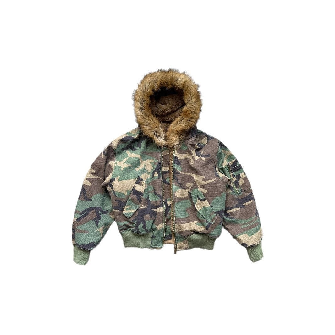 Camouflage Elements Fur Collar Men's Coat