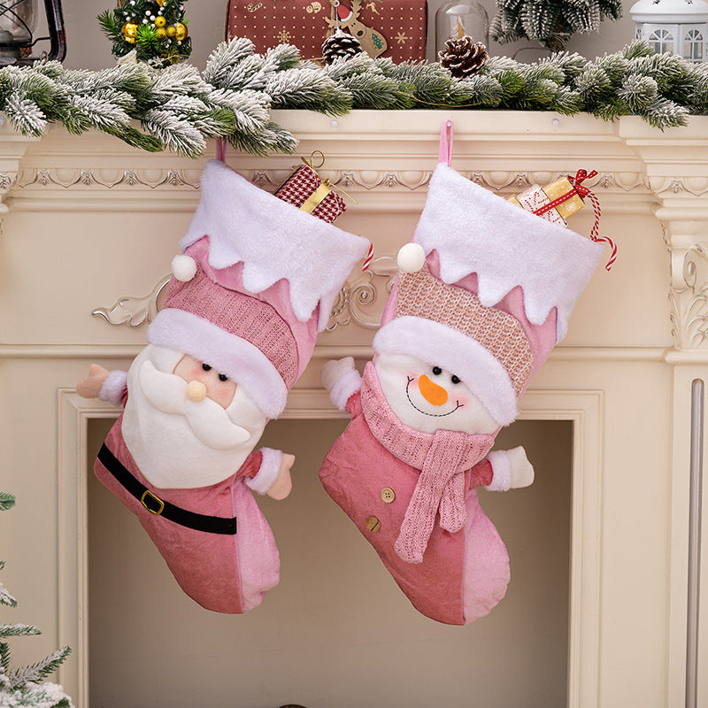 Christmas socks Pink Santa Claus. Gift bags