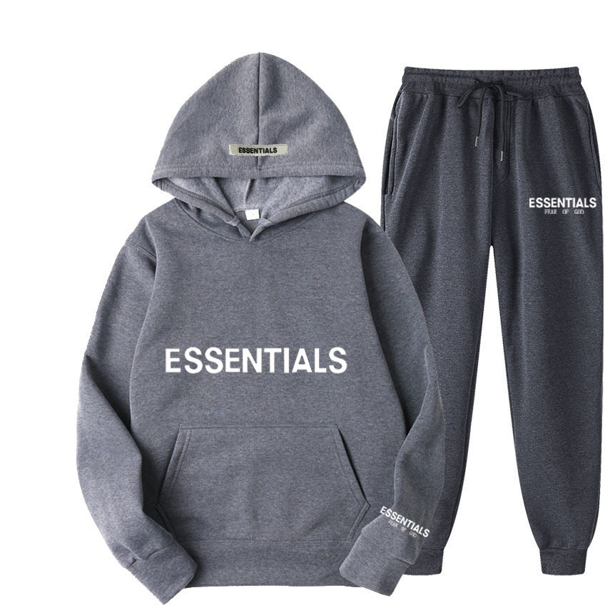 ESSENTIALS Couple Set Hoodies for Men and Women Double Line High Street Fashion Two-Piece Set