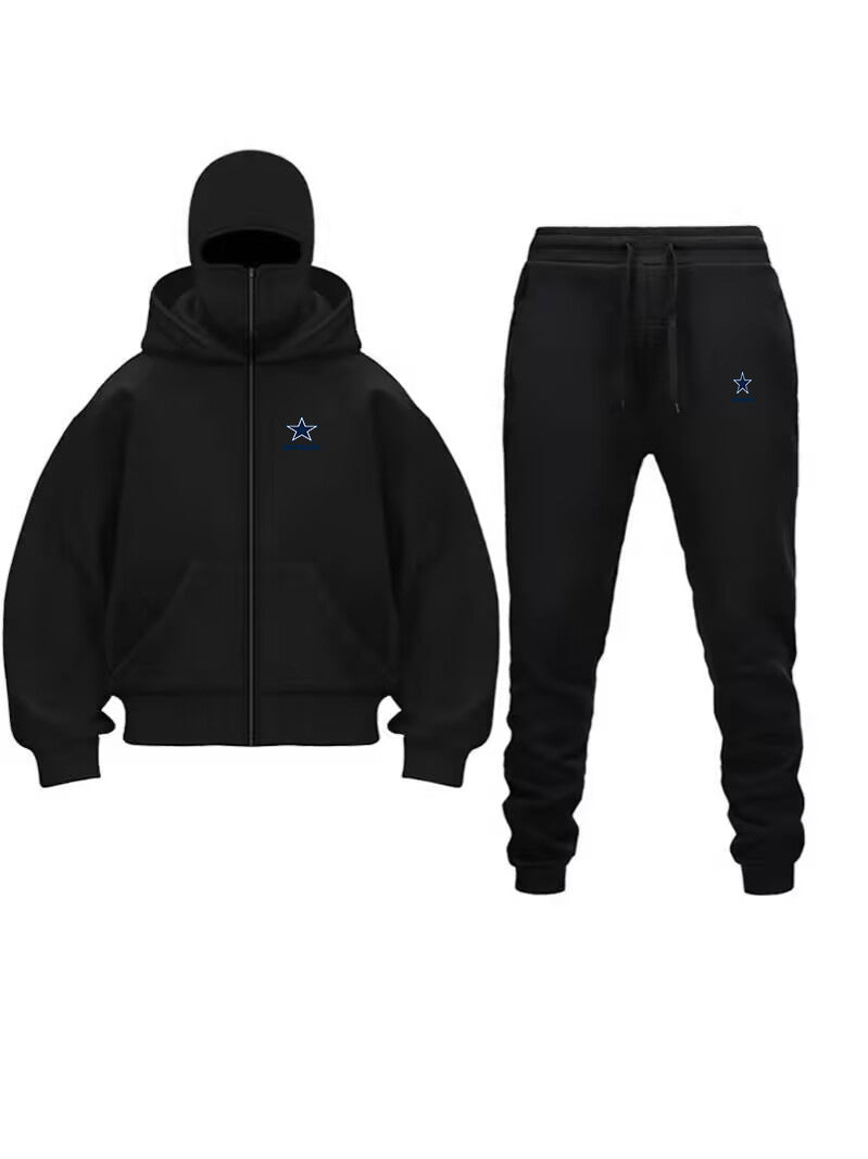 Unique Design Double Hooded Zip-Up Sweatshirt Set for Men and Women