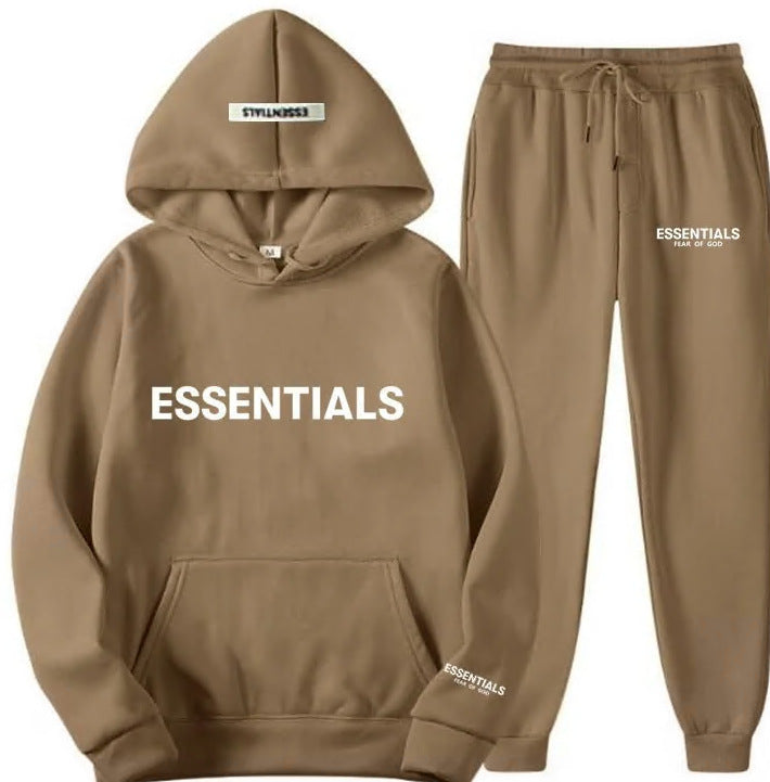 ESSENTIALS Couple Set Hoodies for Men and Women Double Line High Street Fashion Two-Piece Set