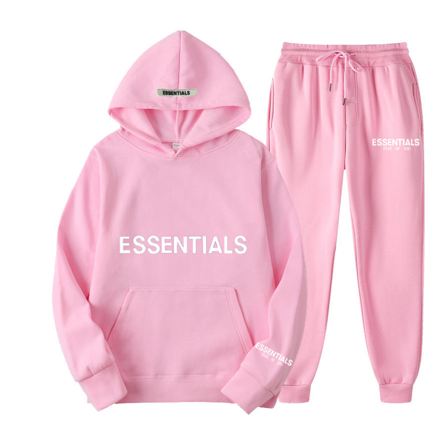 ESSENTIALS Couple Set Hoodies for Men and Women Double Line High Street Fashion Two-Piece Set