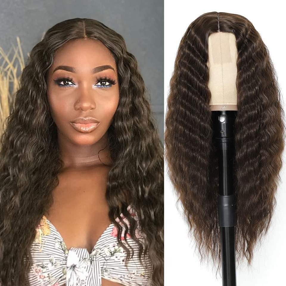 European and American Women's Wigs -Small Lace Center Deep Wave -Long -Curly -Wig Headband