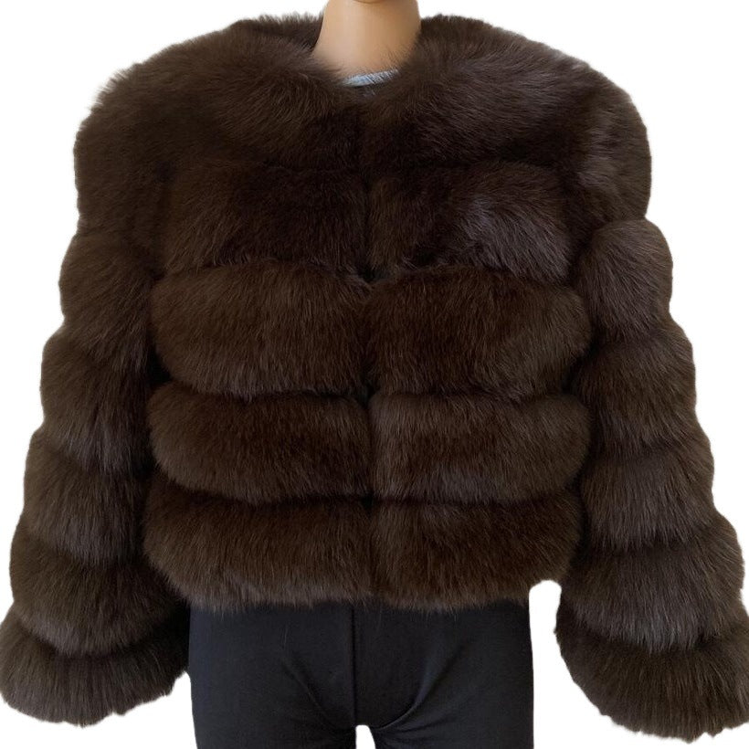 Faux Raccoon Fur Coat Women Jacket Luxuri
