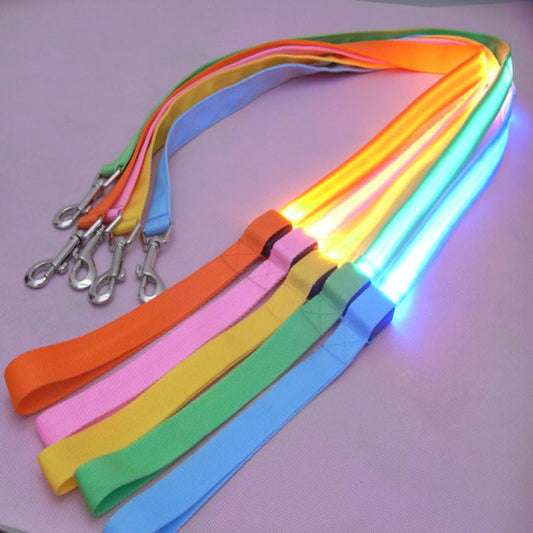 LED Dog Leash, Light-Emitting Pet Leash, 120cm Length, 6 Colors