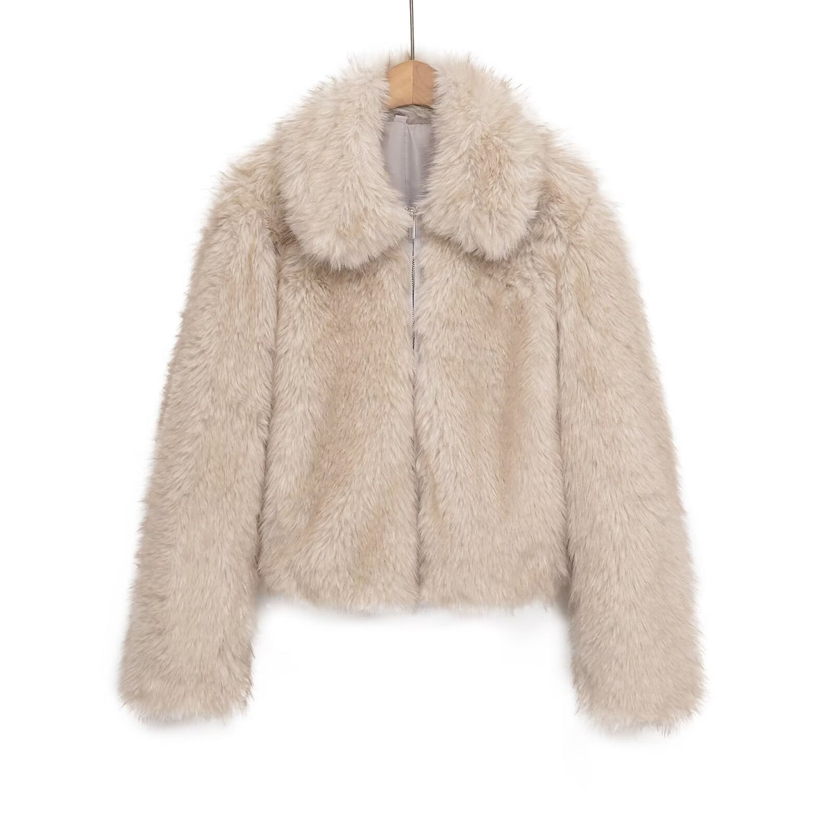Pretty jacket, coat, turn-down collar, long sleeve, faux fur
