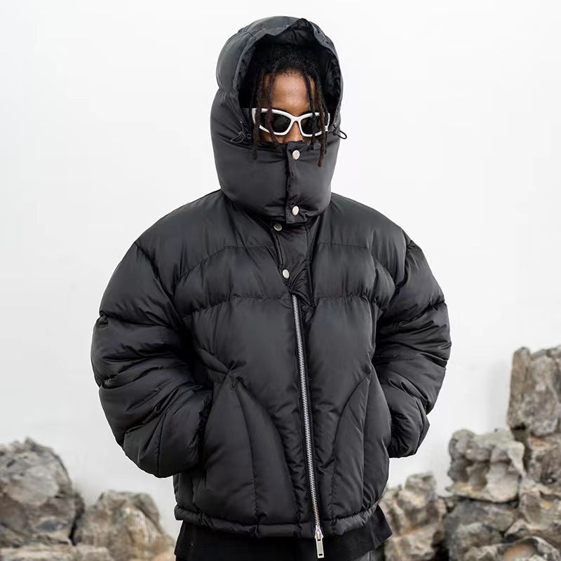 Loose Cotton-Padded Jacket with Hood
