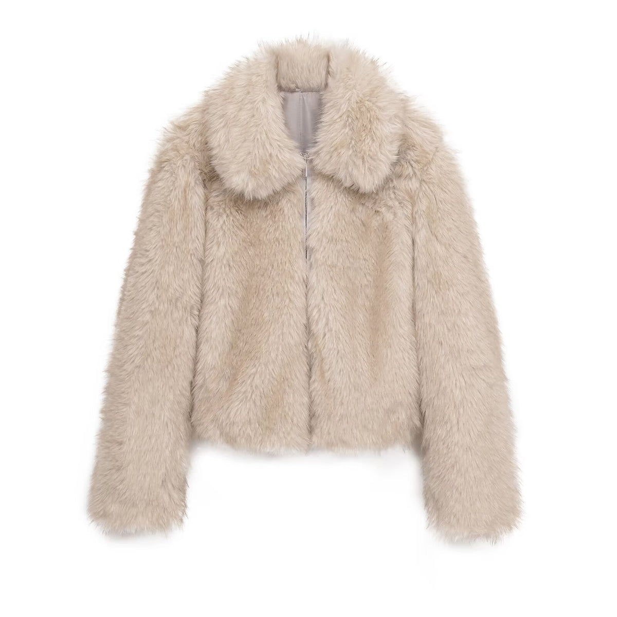 Pretty jacket, coat, turn-down collar, long sleeve, faux fur