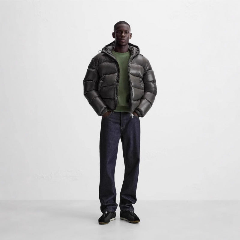 Quilted Hooded Jacket with 3D Pattern