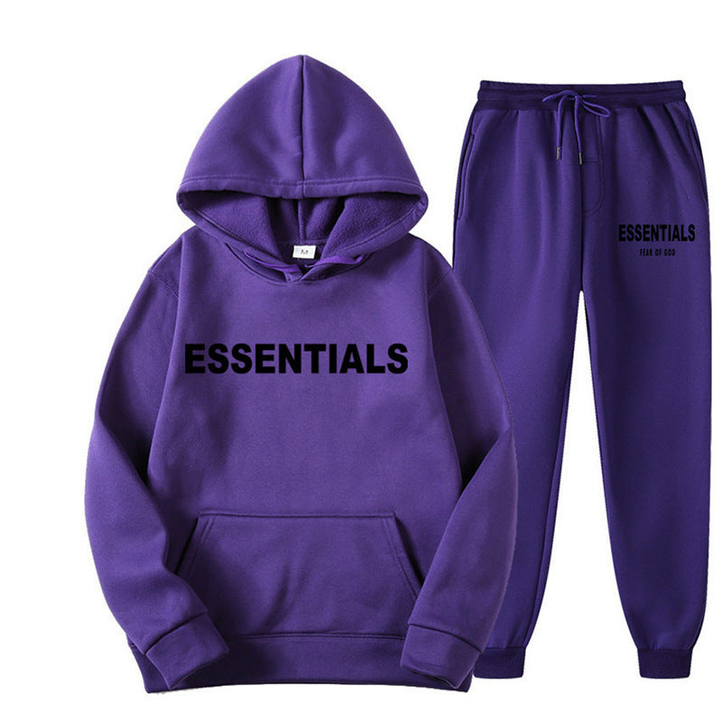 ESSENTIALS Couple Set Hoodies for Men and Women Double Line High Street Fashion Two-Piece Set