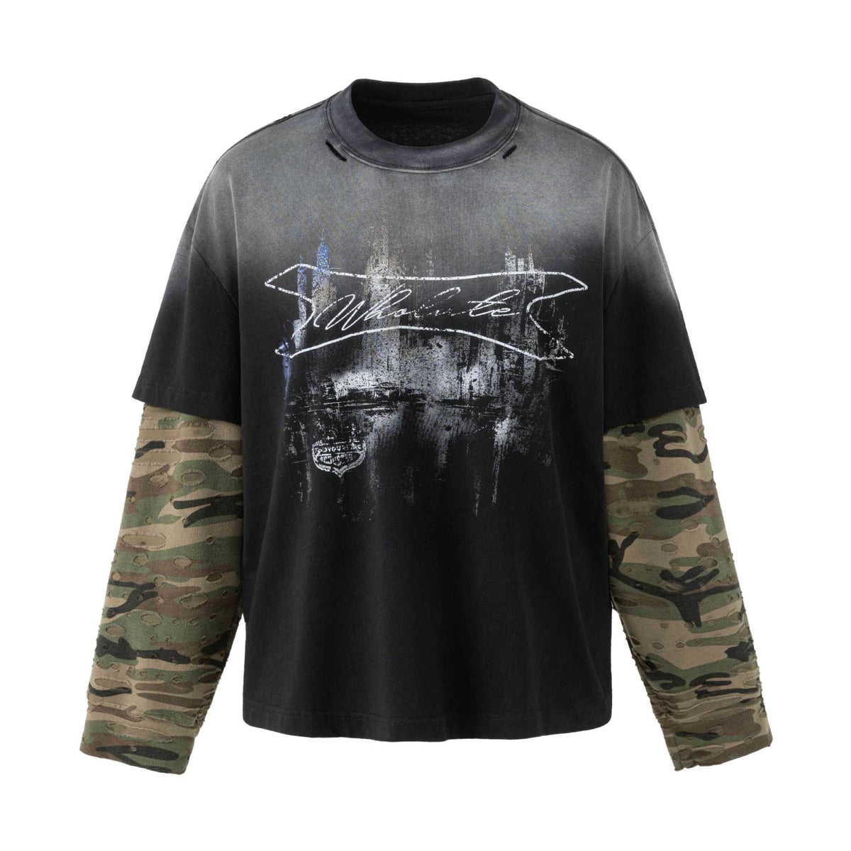 Black T-shirt New Style Camou' Hoodie Men
