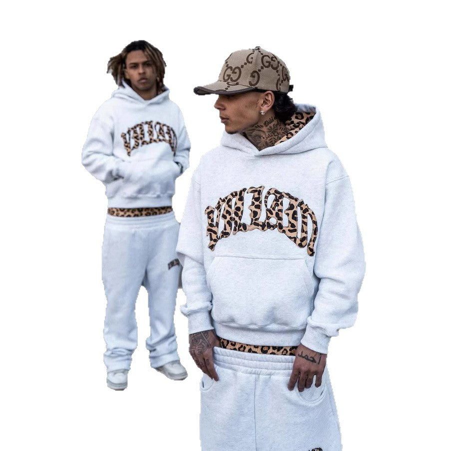 Leopard Print Casual Sports Unisex Hooded Sweatshirt