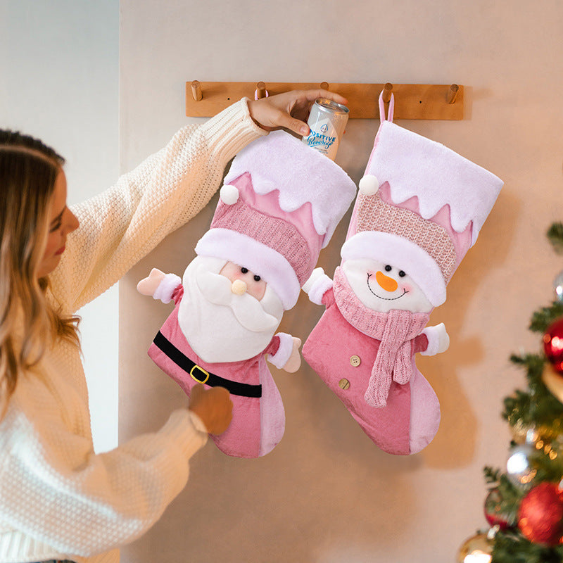 Christmas socks Pink Santa Claus. Gift bags