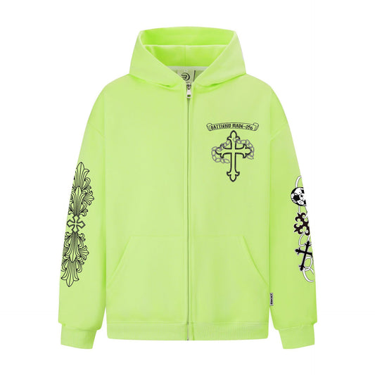 Sudadera con capucha y estampado de cruz estilo urbano