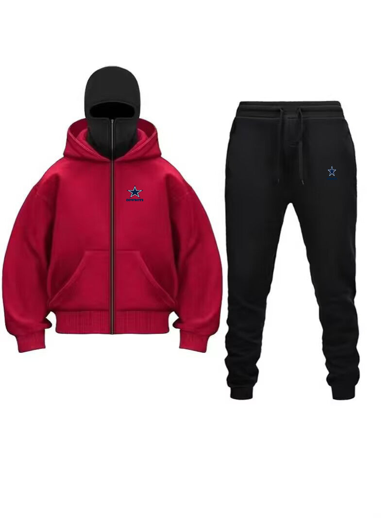 Unique Design Double Hooded Zip-Up Sweatshirt Set for Men and Women