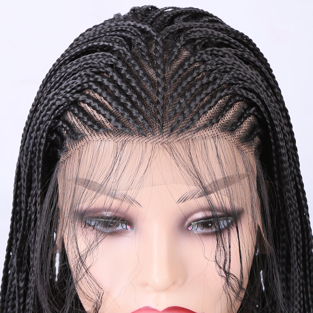 Long Wig with Braided "Box Braids Wigs" -Hat Wig Adjustable For Girls Synthetic best quality