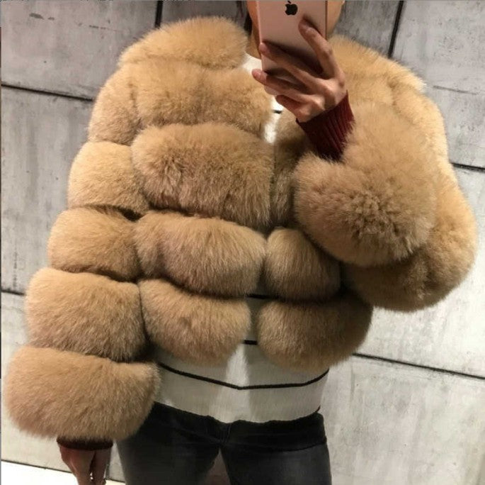 Faux Raccoon Fur Coat Women Jacket Luxuri